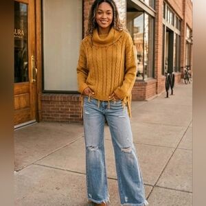 Umgee Boxy Cowl Neck Boxy Sweater